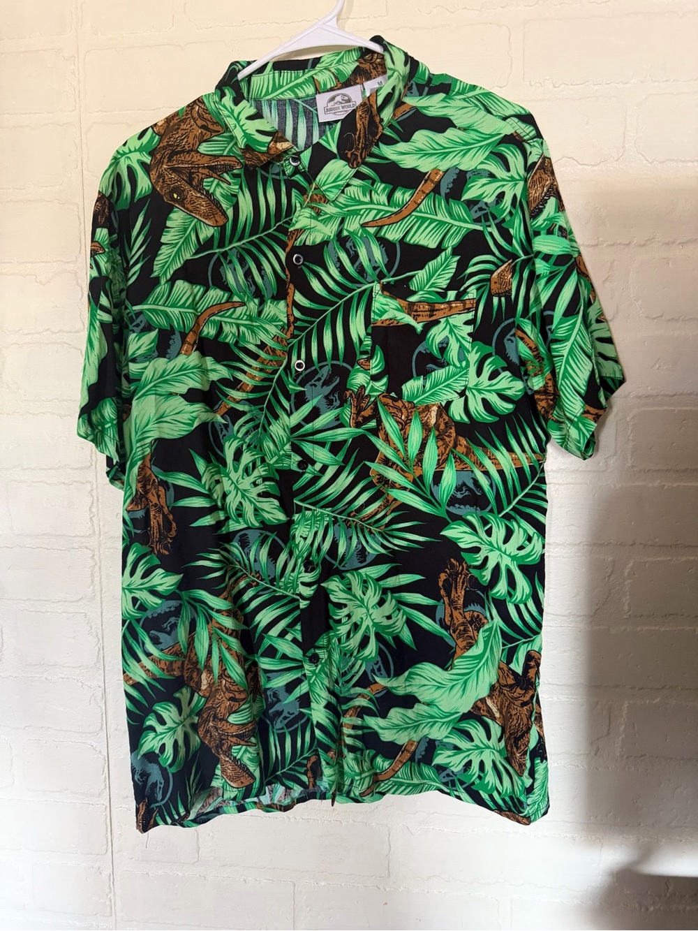 Men's Tropical Leaf Print Short-Sleeve Shirt - Green